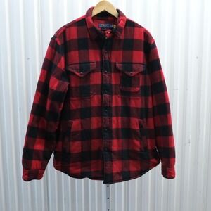 Polo Ralph Lauren Men's Classic-Fit Fleece-Lined Red Plaid Overshirt, Size Large